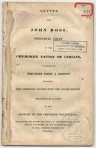 John Ross Letter to Protest Indian Removal