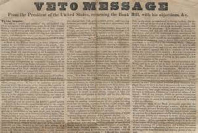 Jackson vetoes national bank