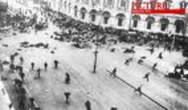 n March 1917 crowds rioted on the streets.   The soldiers joined tThe March Revolution