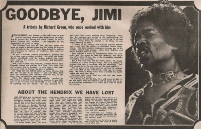 Jimi Hendrix dies because of drug-related complications.