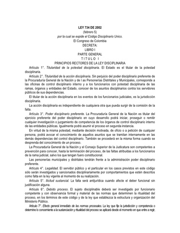 Ley 734 de 2002