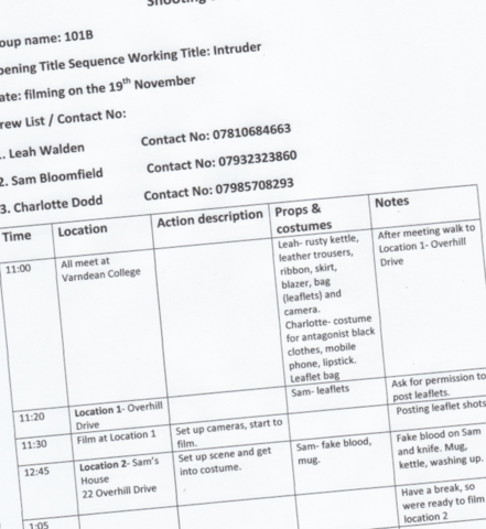 Planning the Filming Day