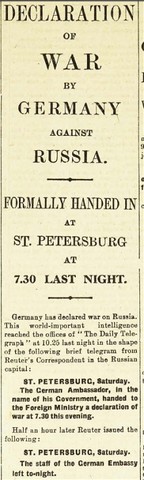 Germany Declared war on Russia