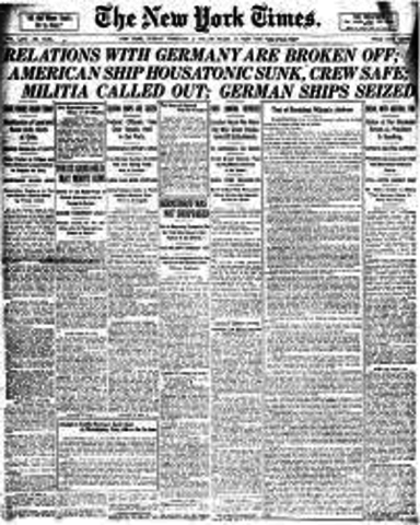 The United States severs diplomatic relations with Germany.