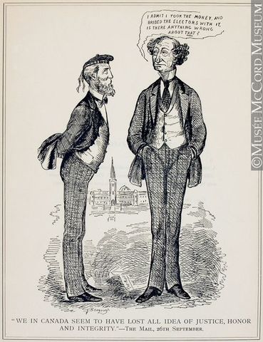 Pacific Scandal Causes the Fall of his Government