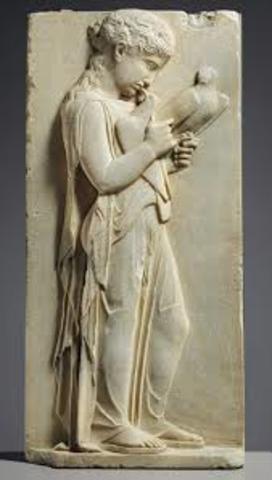 450-440 BCE- Grave stele of a little girl- Greek. Parian marble.