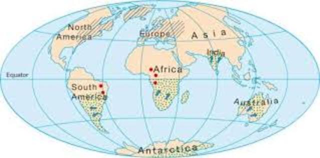 Present Shape of Continents - 5 million years ago – Cenozoic era