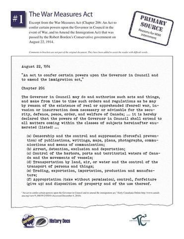 War Measures Act was put in to affect in Canada