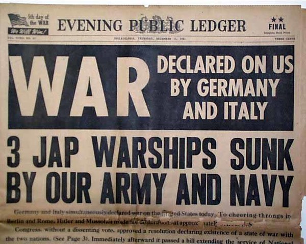 The United States declares war on Germany