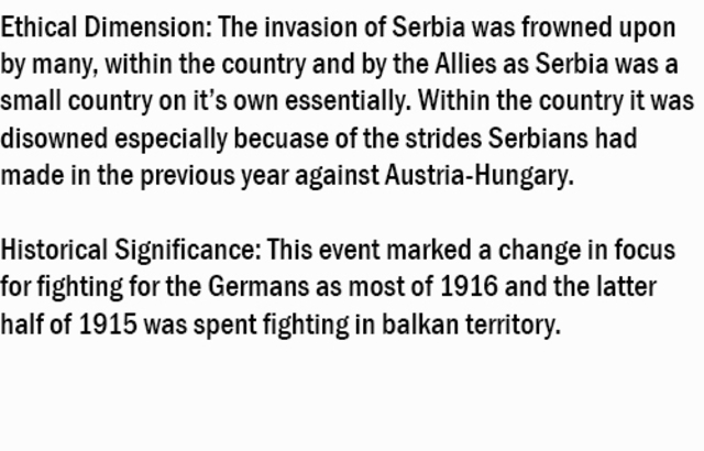 Serbia is invaded by Germany, Austria-Hungary and Bulgaria