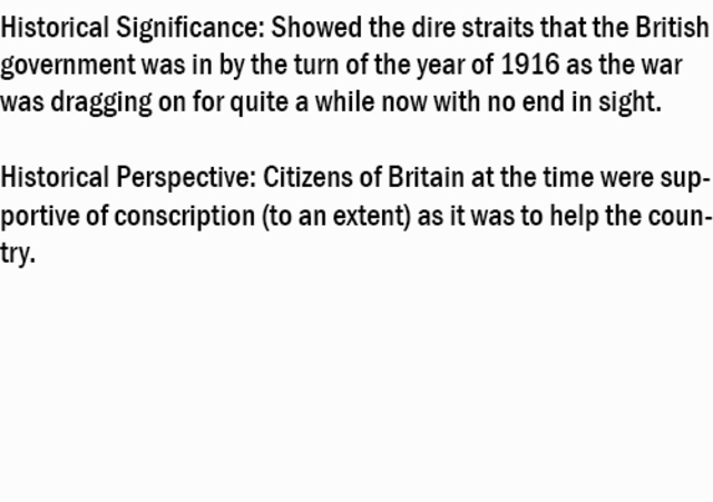 Conscription introduced for Britain with the Military Service Act