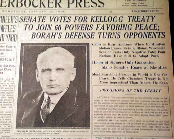 Kellogg-Briand peace pact is signed