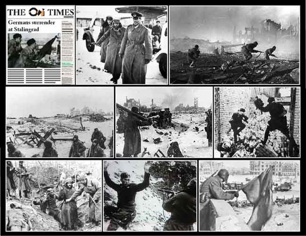 Germans surrender at Stalingrad