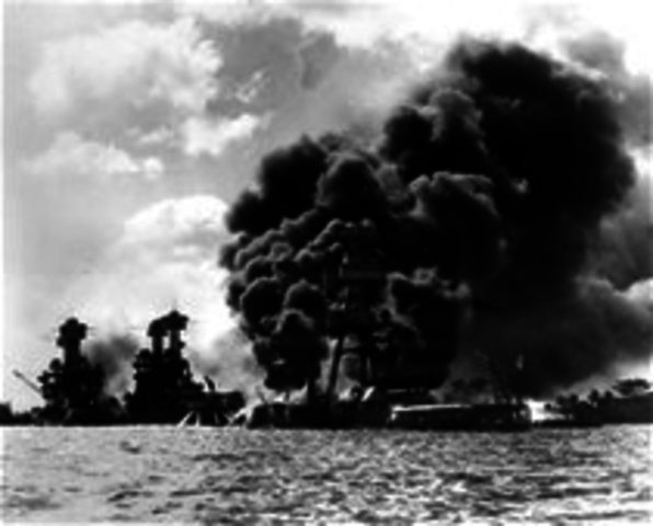 Pearl Harbor in Hawaii attacked by Japanese Naval and Air forces, US declares war on Japan, Germany and Italy declare war on the US