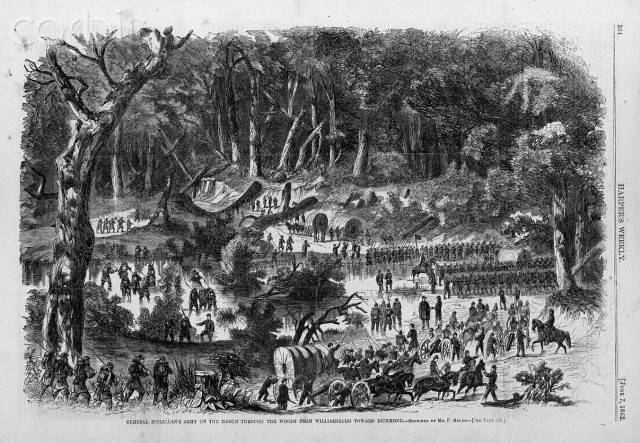 General McClellan's army marched past his camp.