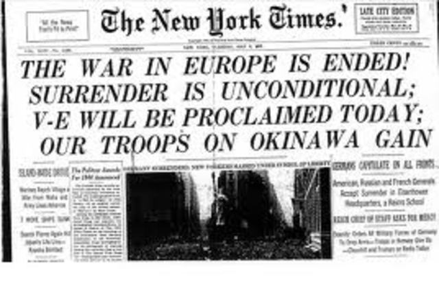 V-E Day, war ends in Europe
