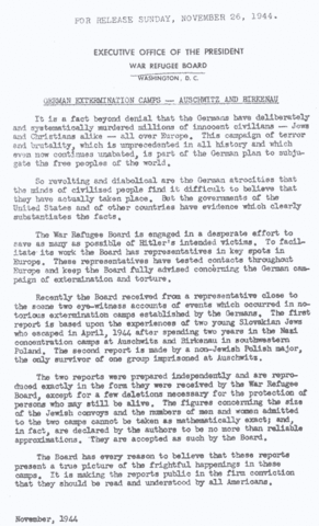 "Report to the Secretary on the Acquiescence of this Government in the Murder of the Jews."