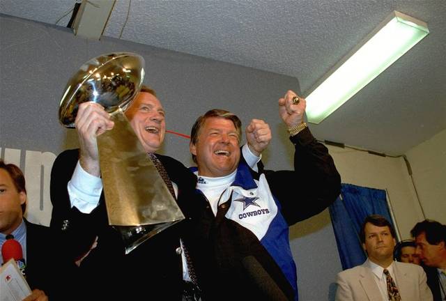 Jimmy Johnson leads to Cowboys Superbowl XXVII win.