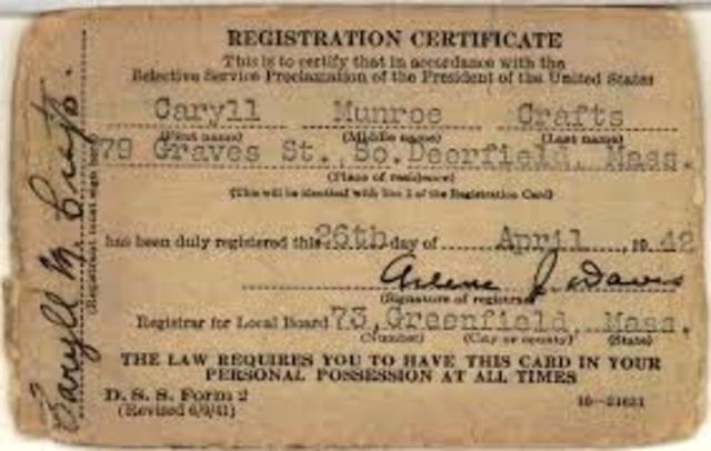 First time Peacetime Draft in US