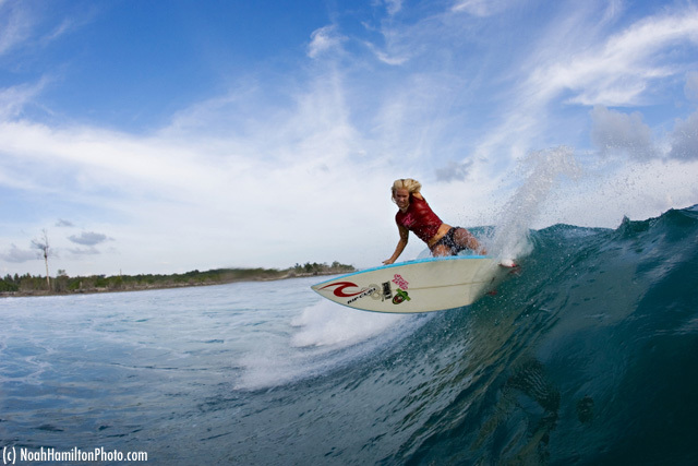 Bethany learned to surf