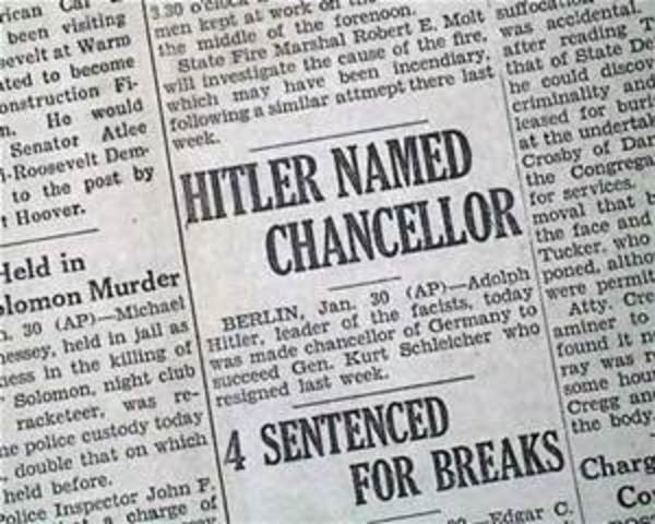 Hitler is named Chancellor of Germany