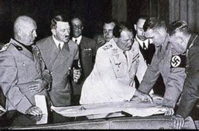 Munich Pact signed giving the Sudetenland of Czechoslovakia to Germany