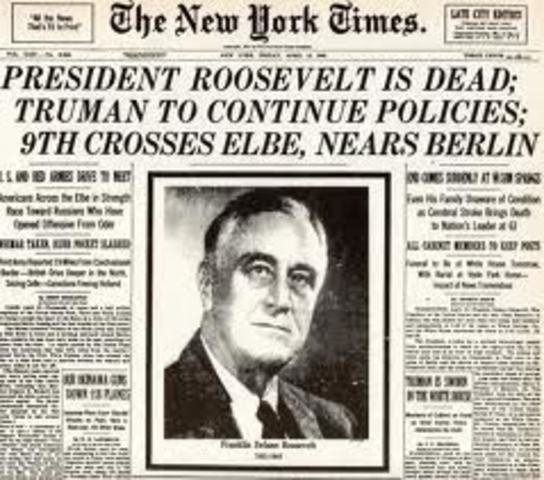 FDR dies, Harry S. Truman becomes President