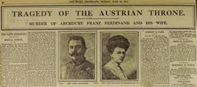 Assassination of Archduke Franz Ferdinand and wife.