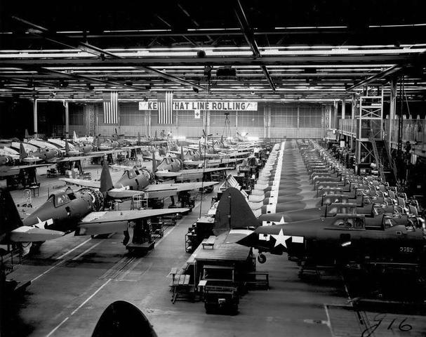 P-47-D aircraft assembly line begins operation