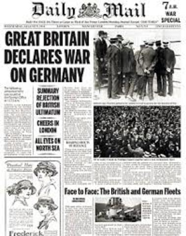 Great Britain declares war on Germany