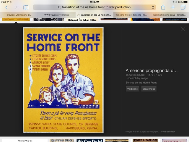 Transition of the US home front to War production