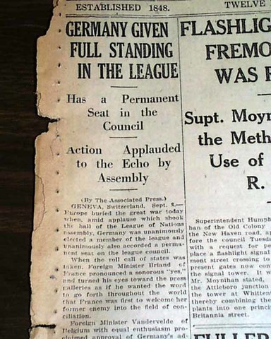 Germany Admitted into League of Nations
