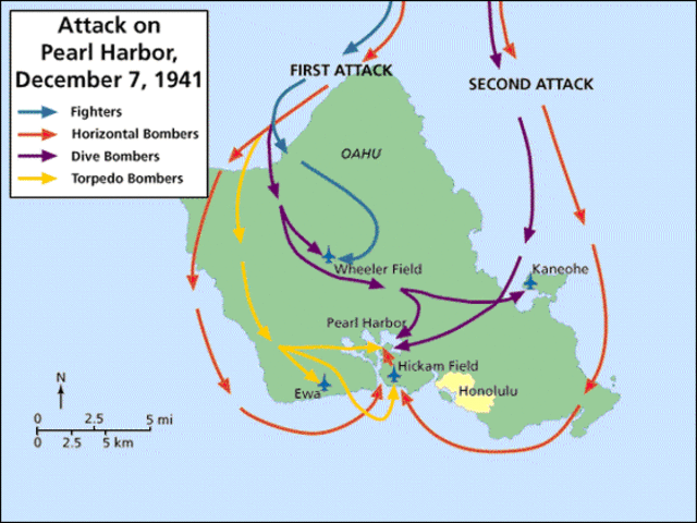 Japan bombs Pearl Harbor