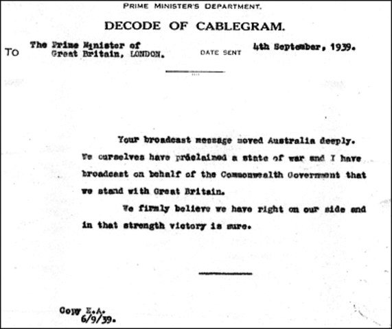 Australia declares War on Germany