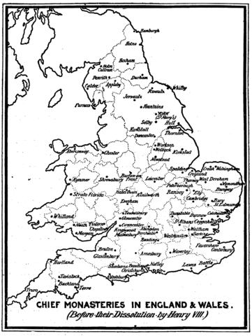 Major monasteries, 16th century