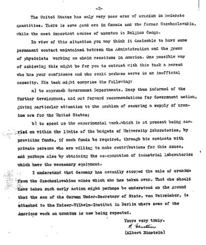 Einstein’s letter to FDR, “The Manhattan Project”/1939