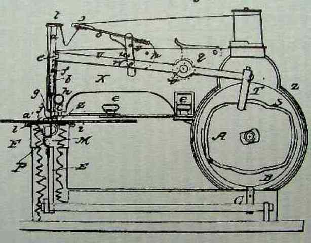Walter Hunt improved sewing machine patent