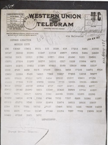 Zimmerman Telegraph, that is later intercepted by the British