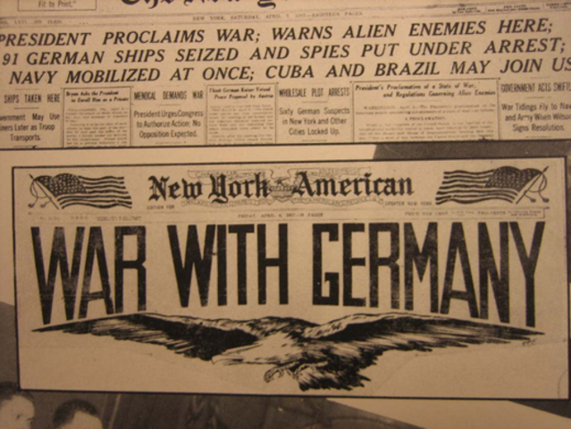 The United States declares war on Germany