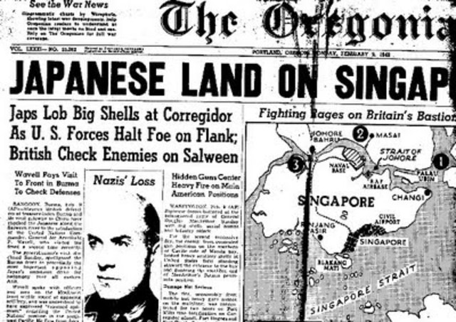 Singapore captured by the Japanese Empire