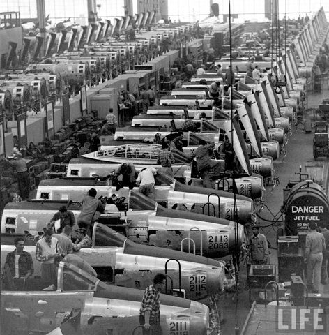 Republic Aviation has a backlog of 275 P-47s stored on airport grass field areas