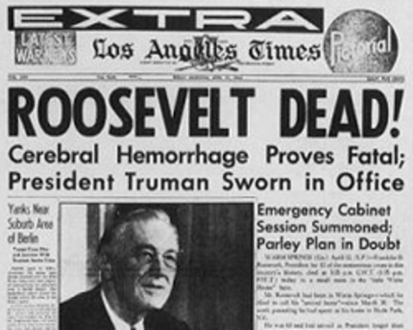 Franklin D. Roosevelt dies
