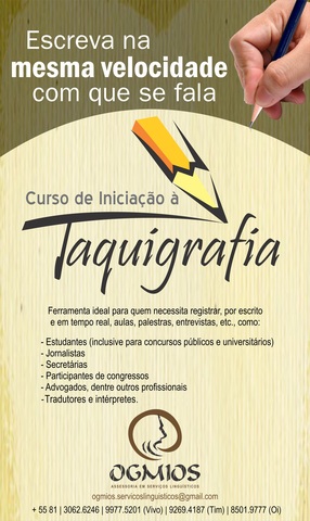 Curso de taquigrafia por correspondência oferecido na Inglaterra.