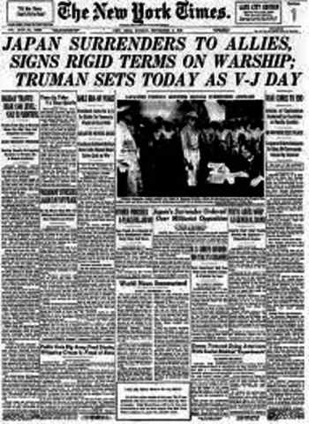 V-J Day, Japan surrenders to Allied Forces