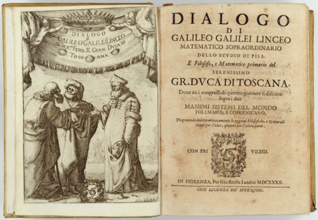 Galileo publishes his many findings in Dialogue Concerning the two chief world systems