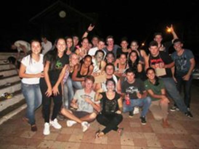 Trote com a nova turma  de biologia.