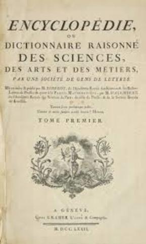 Denis Diderot publishes the first volumes of his Encyclopedia