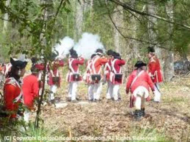 British Army and American Militia exchange fire at Lexington, Massachusetts
