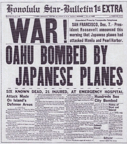 Japanese attack at Pearl Harbor