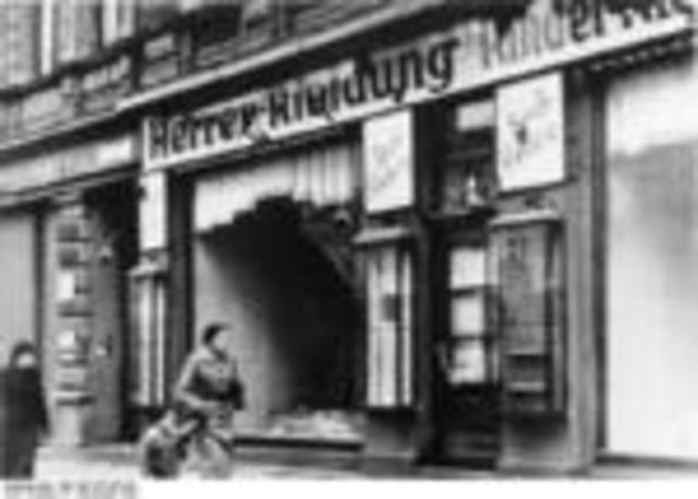 Kristallnacht begins in Germany; Jewish shops and synagogues are smashed, looted, burned, and destroyed throughout the country